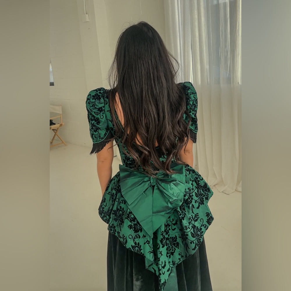 Vintage Alfred Angelo Formal Ball Gown Dress Union Made in USA Emerald Christmas